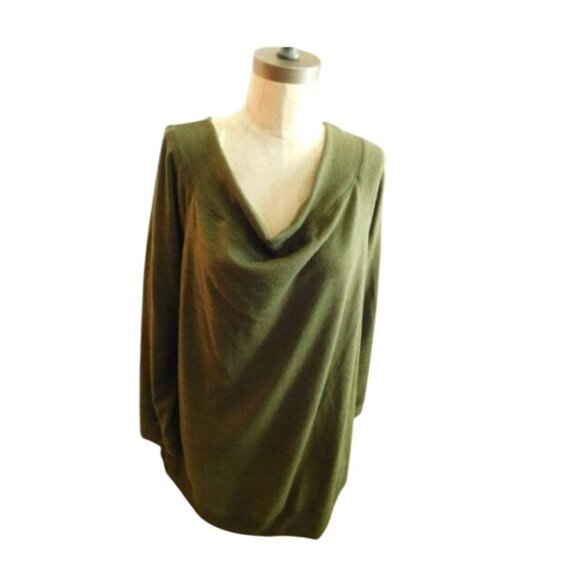 Lilypad Size 1X Olive Green Knit Draping Front Plus Size Top NWT - Picture 1 of 2